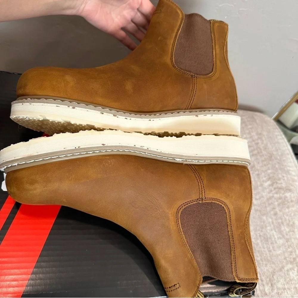 Steel Toe Slip On Work Boots Chelsea Brown Leather Boots size 11.5 wide It#P15